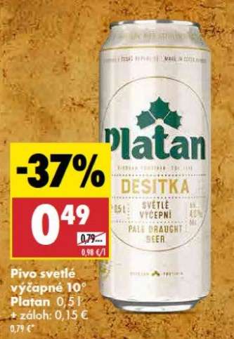 Pivo světlé výčepné 10° Platan