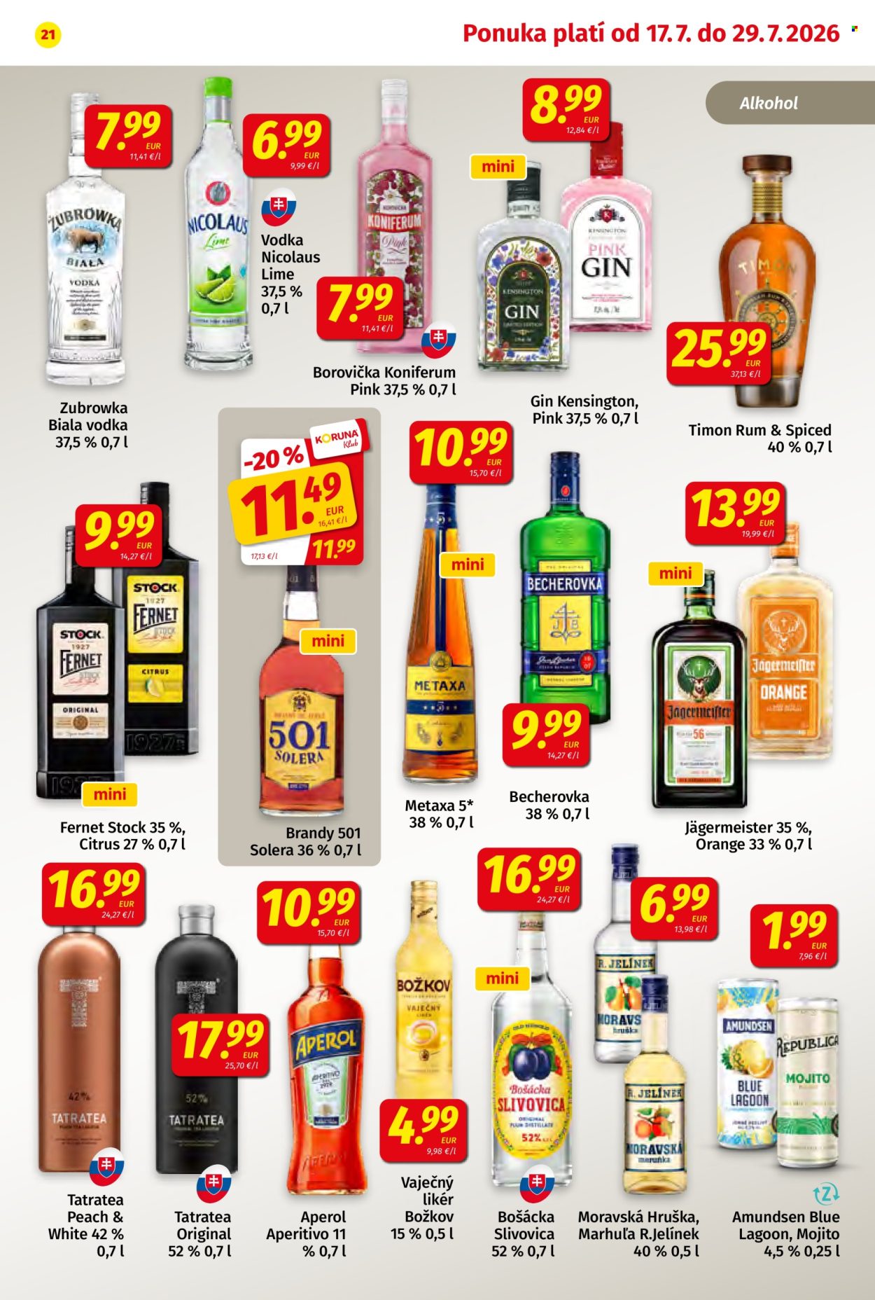 Leták Potraviny KORUNA - 17.7.2026 - 29.7.2026. Strana 21