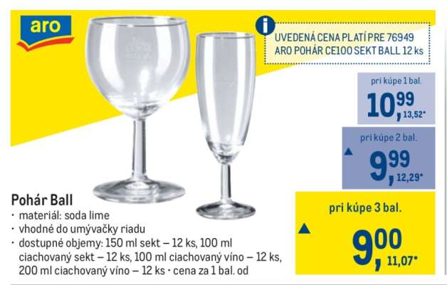 ARO Pohár CE100 sekt Ball 12 ks
