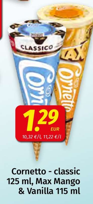 Cornetto - classic 125 ml, Max Mango & Vanilla 115 ml