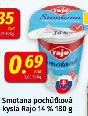 Smotana pochúťková kyslá Rajo 14 % 180 g