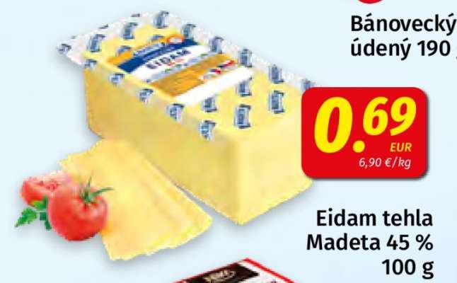 Eidam tehla Madeta 45 % 100 g