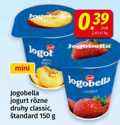 Jogobella jogurt rôzne druhy classic, štandard 150 g