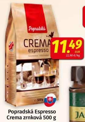 Popradská Espresso Crema zrnková 500 g