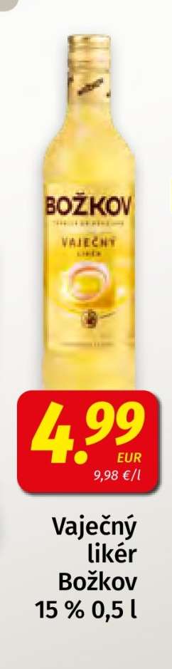 Vaječný likér Božkov 15% 0,5 l