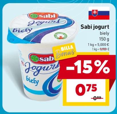 SABI JOGURT BIELY