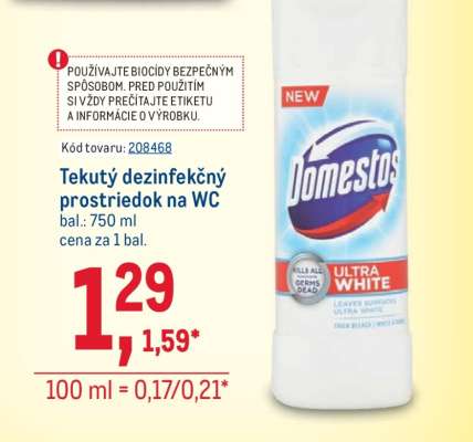 Tekutý dezinfekčný prostriedok na WC