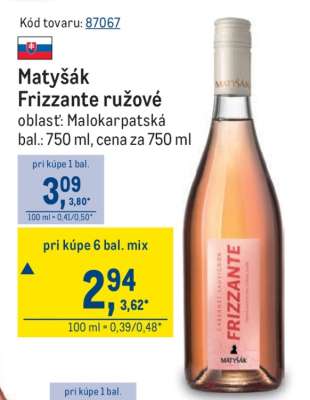 Matyšák Frizzante ružové