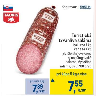 Turistická trvanlivá saláma