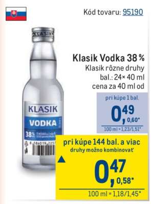 Klasik Vodka 38 %