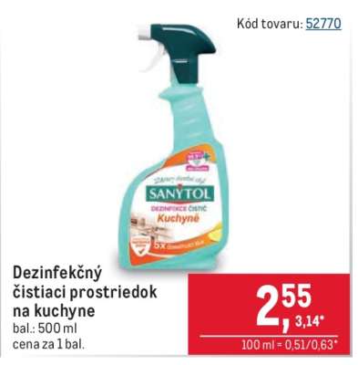 Dezinfekčný čistiaci prostriedok na kuchyne