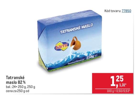 Tatranské maslo 82 %