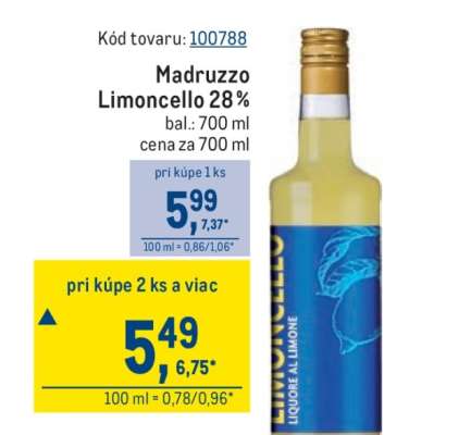 Madruzzo Limoncello 28 %