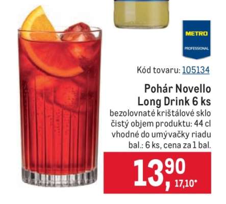 Pohár Novello Long Drink 6 ks