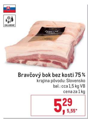Bravčový bok bez kosti 75 %