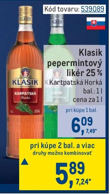 Klasik pepermintový likér 25 %