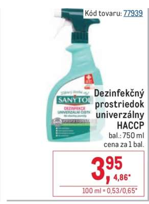 Dezinfekčný prostriedok univerzálny HACCP