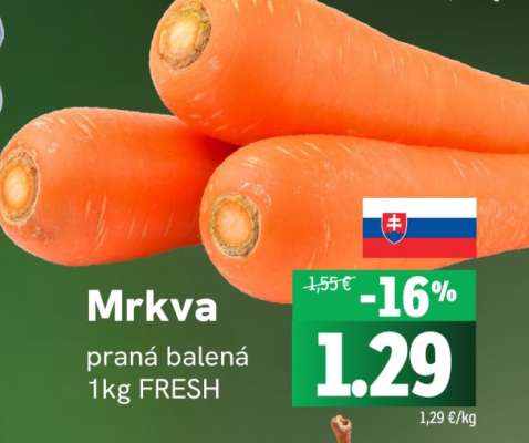 Mrkva praná balená 1kg FRESH