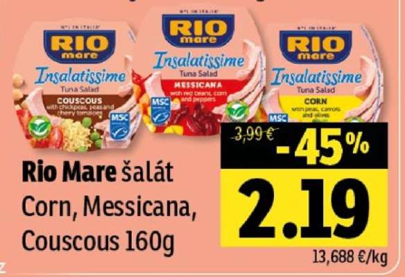 Rio Mare šalát Corn, Messicana, Couscous 160g