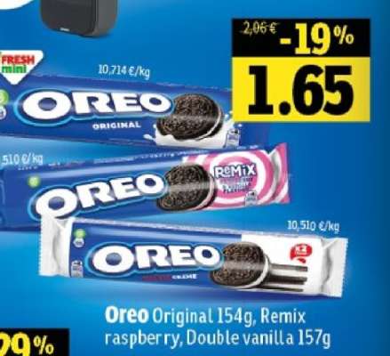 Oreo Original 154g, Remix raspberry, Double vanilla 157g