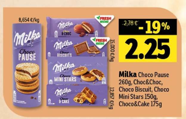 Milka Choco Pause, Choc&Choc, Choco Biscuit, Choco Mini Stars, Choco&Cake