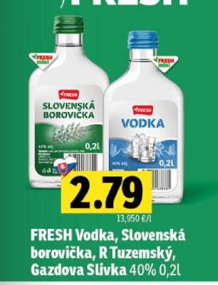 FRESH Vodka, Slovenská borovička, R Tuzemský, Gazdova Slivka