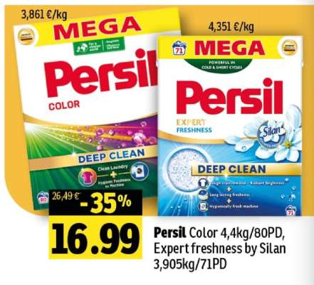 Persil Color 4,4kg/80PD, Expert Freshness by Silan 3,905kg/71PD