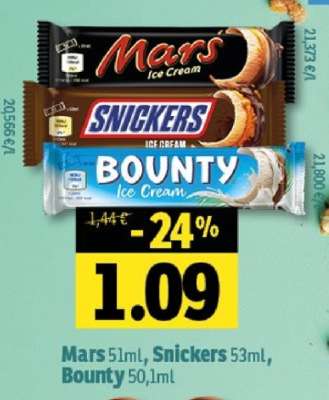Mars, Snickers, Bounty Ice Cream