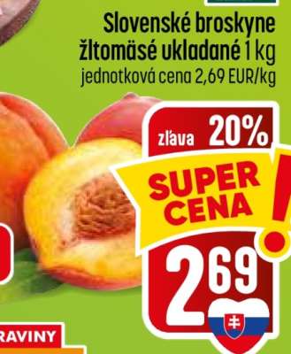 Slovenské broskyne žltomäsé ukladané 1 kg
