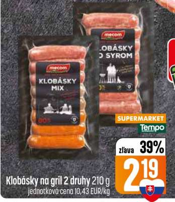 Klobásky na gril 2 druhy 210 g
