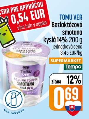 TOMU VER Bezlaktózová smotana kyslá 14% 200 g