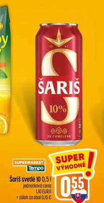 Šariš svetlé 10 0,5 l