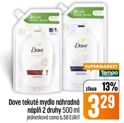 Dove tekuté mýdlo náhradná náplň 2 druhy 500 ml