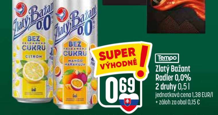ZLATÝ BAŽANT RADLER 0,0%