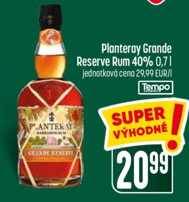 Planteray Grande Reserve Rum 40% 0,7l