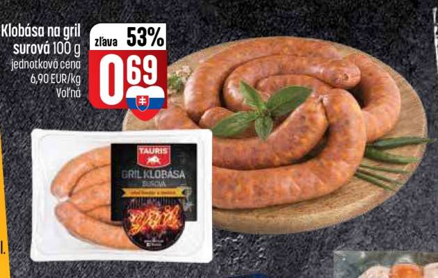 Klobása na gril surová