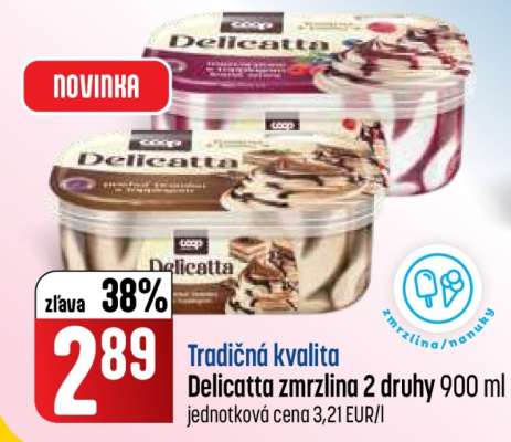 Delicatta zmrzlina 2 druhy 900 ml