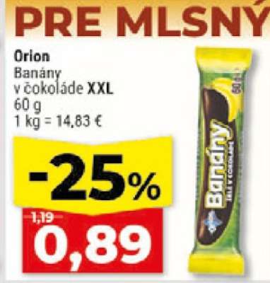 Orion Banány v čokoládě XXL