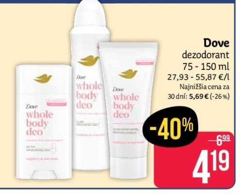 Dove dezodorant 75 - 150 ml