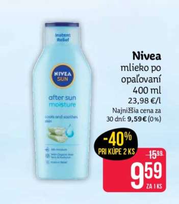 Nivea mlieko po opaľovaní 400 ml
