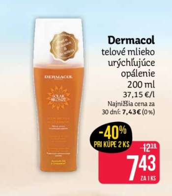 Dermacol telové mlieko urýchľujúce opálenie 200 ml