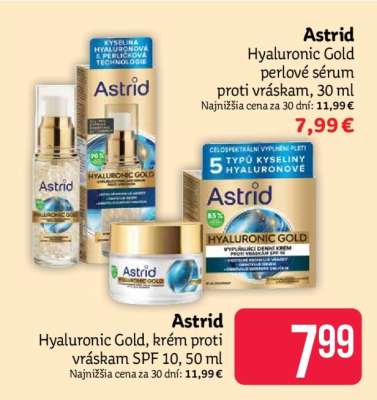 Astrid Hyaluronic Gold perlové sérum proti vráskam, 30 ml