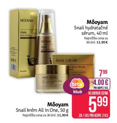 Môoyam Snail krém All in One, 50 g