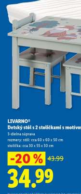 LIVARNO® Detský stôl s 2 stoličkami s motívom