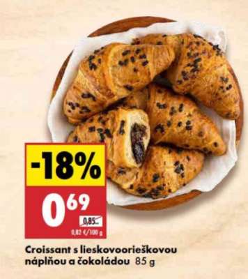 Croissant s lieskovoorieškovou náplňou a čokoládou 85 g