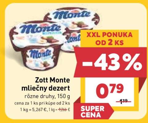 Zott Monte mliečny dezert