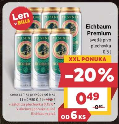 Eichbaum Premium svetlé pivo plechovka, 0,5 l