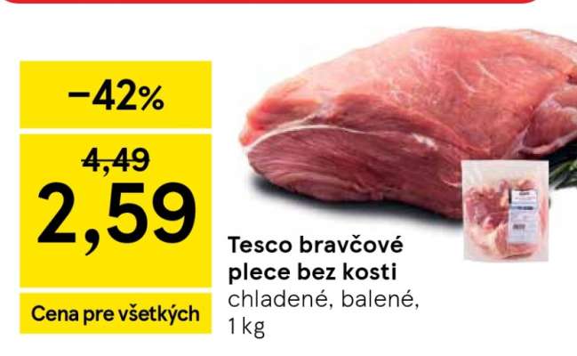 Tesco bravčové plece bez kosti
