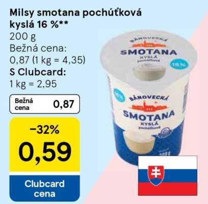 Milsy smotana pochúťková kyslá 16 %