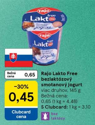 RAJO LAKTO FREE Bezlaktózový smotanový jogurt